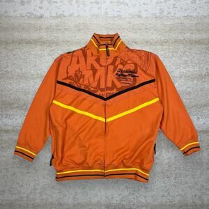 Vintage Y2K Akademiks Track Jacket Mens 2XL Orange Polyester Full Zip